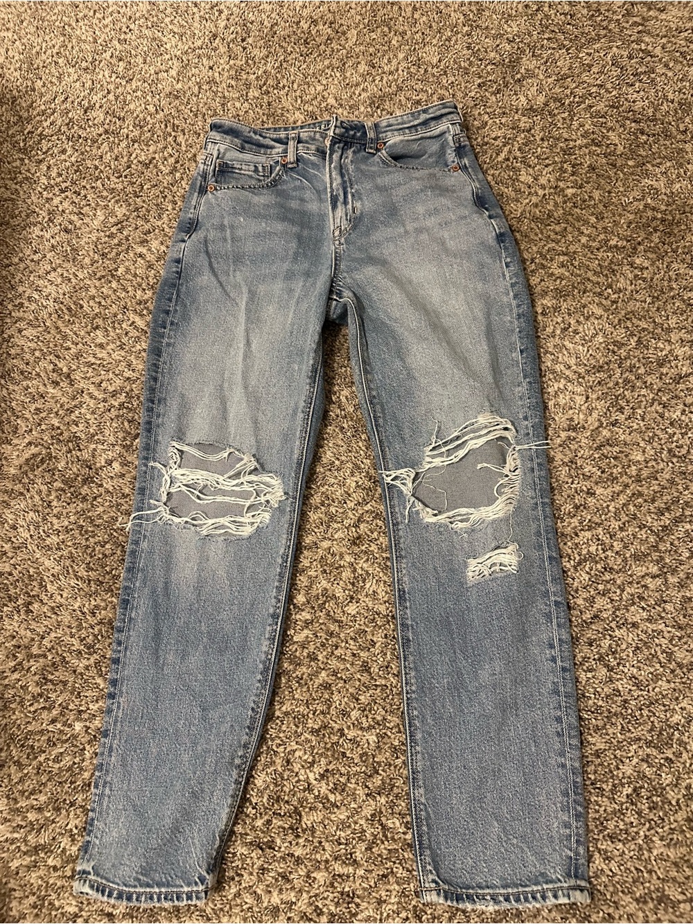 American Eagle Outfitters Light Blue Distressed Mom Jean